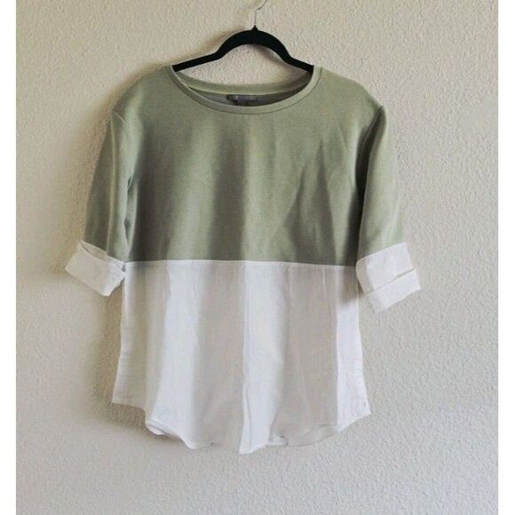 Cos Hem Women’s Sweatshirt Cotton Blend Green and White Size Small - Picture 9 of 9